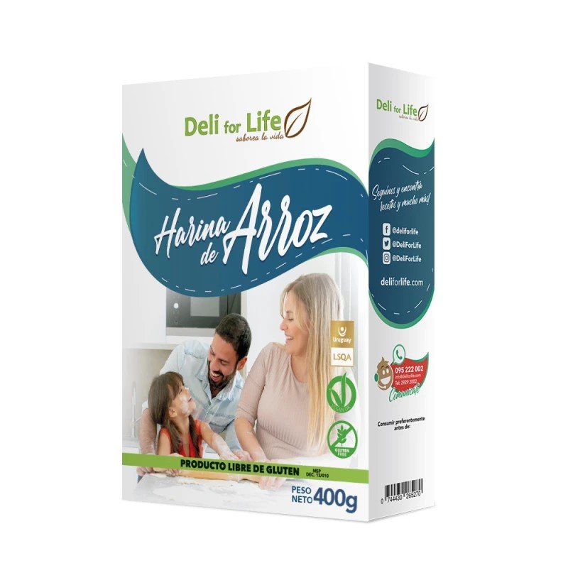 Harina de arroz sin gluten Deli for Life 400 g - Imagen 2
