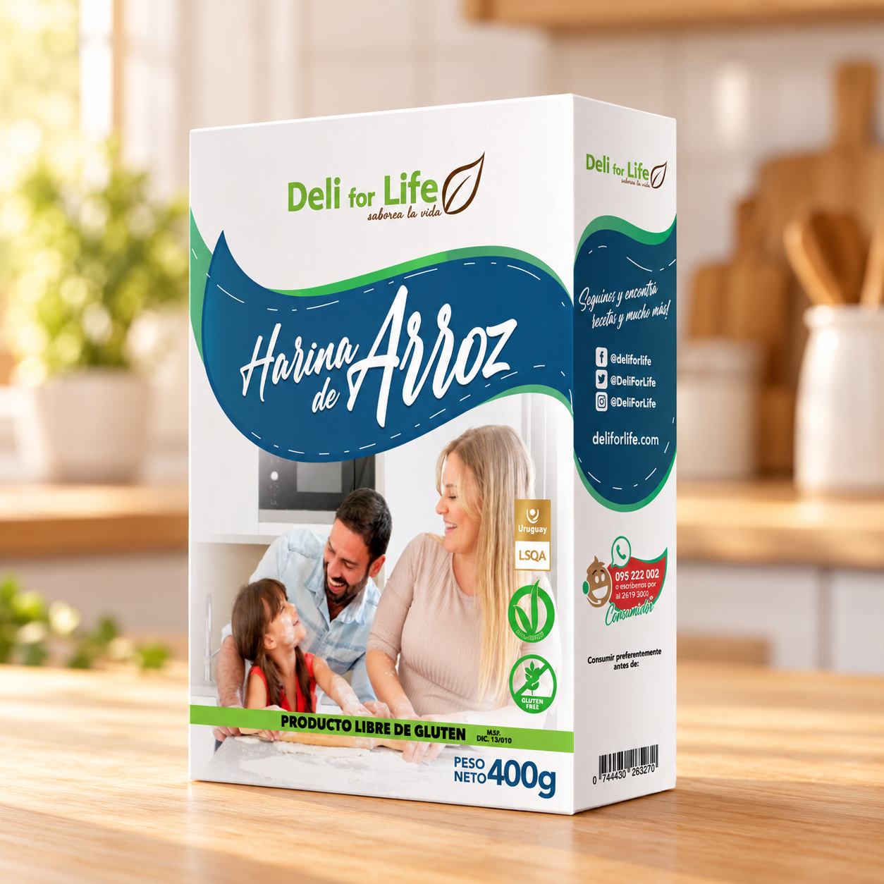 Harina de arroz sin gluten Deli for Life 400 g