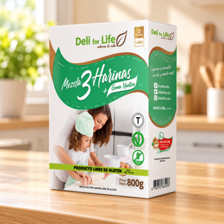 Caja de Mezcla 3 Harinas con goma xántica Deli for Life de 800 g