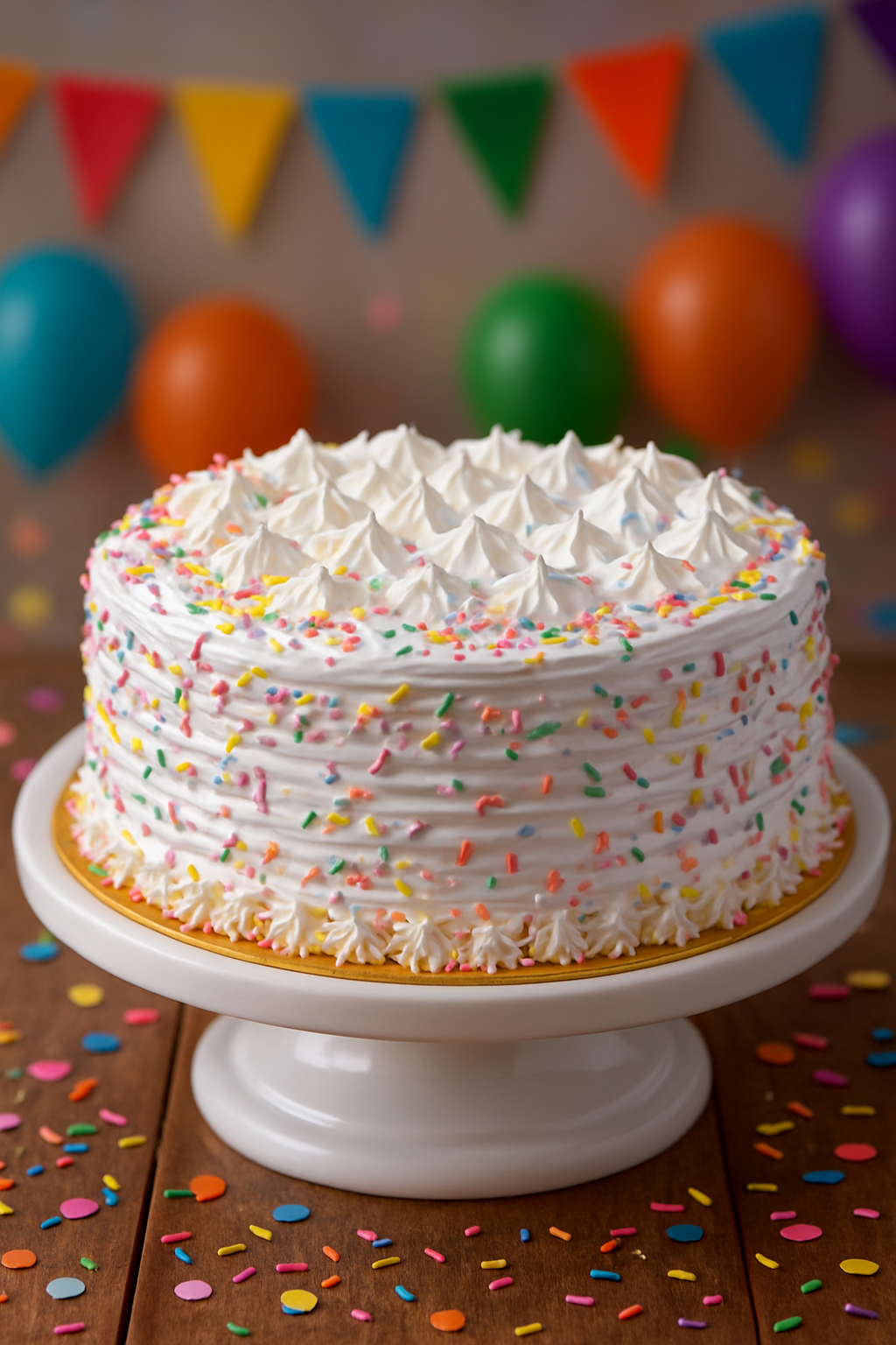 Torta de cumpleaños con crema y decoración de colores