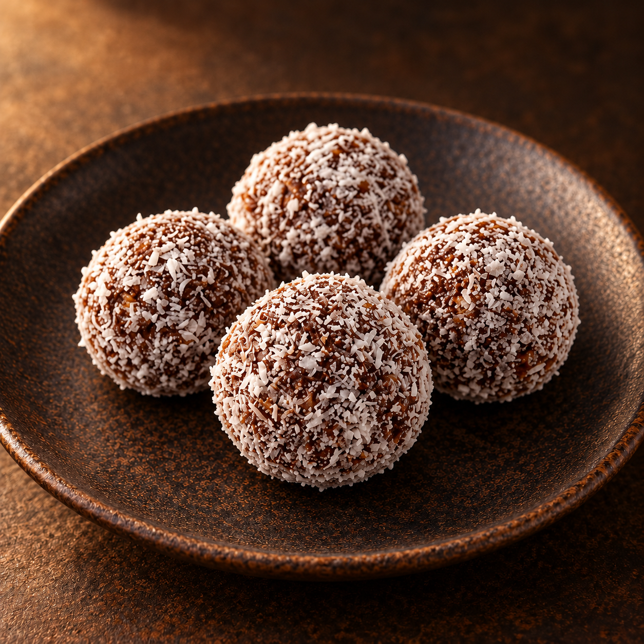 Trufas de brownie sin gluten cubiertas de coco rallado
