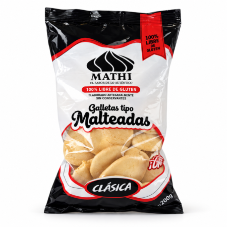 Paquete de galletas tipo malteadas clásicas Mathi sin gluten de 200 g