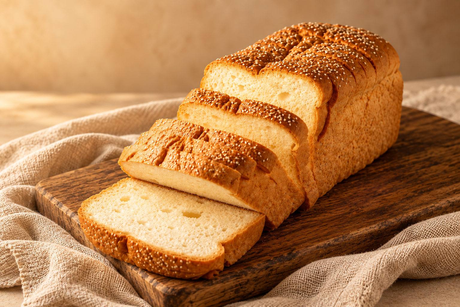 Pan de molde sin gluten de RecoBeco cortado en rebanadas
